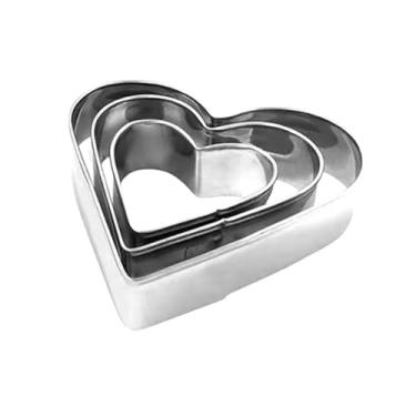 Imagem de Cortadores de biscoito de aço inoxidável em forma de coração – conjunto de 3, perfeitos para casa, restaurante e padaria