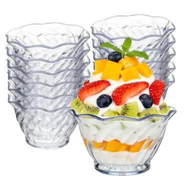 Imagem de SIBAO Pacote com 12 copos de sobremesa de plástico de 170 g, tigelas de sudae de sorvete de acrílico inquebráveis, pequeno copo de servir aperitivo transparente para sorvete, salada, buffet, iogurte