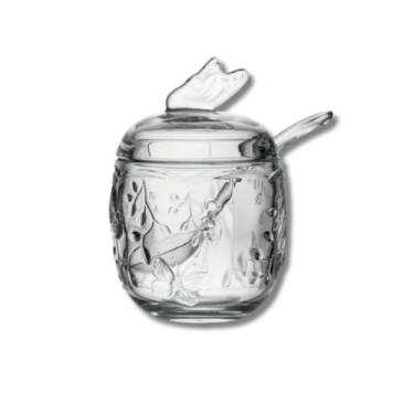 Imagem de Açucareiro de Vidro Luxo Borboleta com Tampa Decorativa e Colher – Elegância para Café, Chá e Mesa Posta