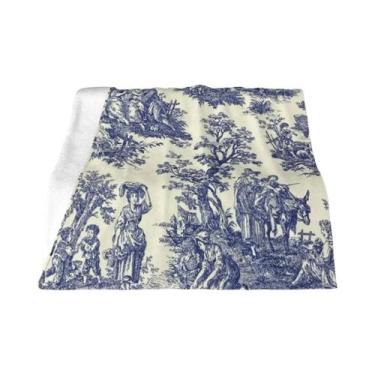 Imagem de Cobertor De Fleece Floral Preto E Branco Toile De Jouy Macio E Quente 
