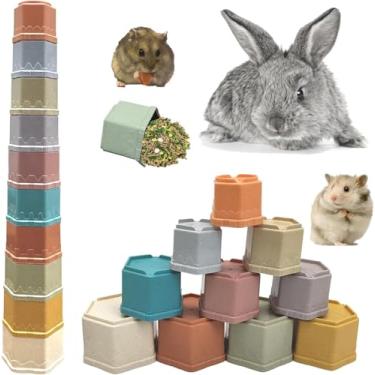 Imagem de PINVNBY 20 peças de copos empilháveis para coelhos, brinquedos multicoloridos de diferentes tamanhos, brinquedos de encaixe de plástico seguro para coelhos, brinquedos de enriquecimento de tédio