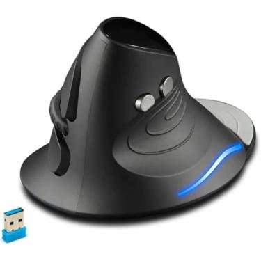 Imagem de Mouse Sem Fio Vertical Ergonômico Wireless 2.4g Com Led D-m6 Preto