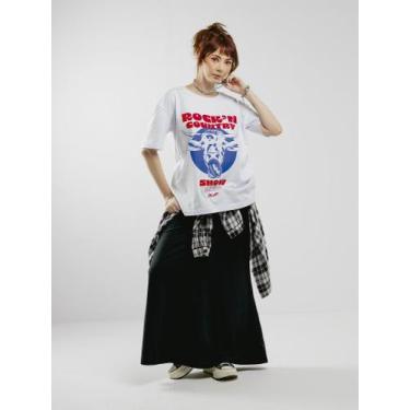 Imagem de Camiseta t-shirt oversized feminina vintage rockn country branca - jay