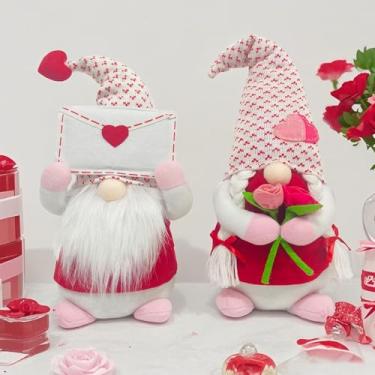 Imagem de Honamonoy Decoração de gnomos para o dia dos namorados, 2 peças, estatueta de gnomos de pelúcia, enfeite de boneca para decoração de mesa de casamento, presentes de dia dos namorados para namorada