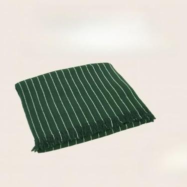 Imagem de Manta para Sofá Gigante 2,40x1,80m Casal Algodão Macio Decorativa(Verde Listra branca)