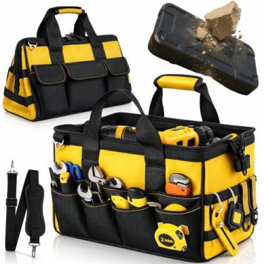 Imagem de Bolsa de Ferramentas Reforçada Profissional com 8 Compartimentos Fundo