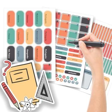 Imagem de Etiqueta Escolar Neutra com TAG + Caneta (Com Matérias, Kit de Etiquetas)