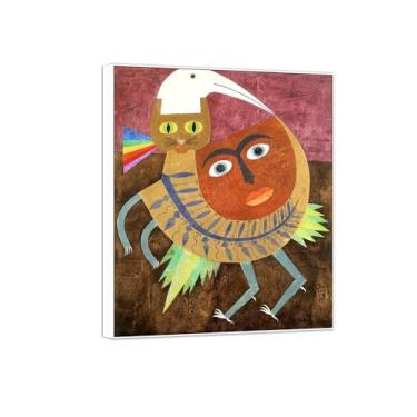 Imagem de Victor Brauner famosa pintura em tela de arte de parede pronta para pendurar - trecho de imagem em moldura branca para decoração de sala de estar 30 x 35 cm 12 x 13 pol