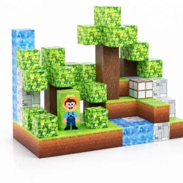 Imagem de Blocos de Construção Magnéticos, Kit 96 Peças Cubos de Montar Educativos, Brinquedo Criativo e Sensoriais para Crianças 3+ Anos, Mundo de Construção com Imãs, Presente para Meninos e Meninas