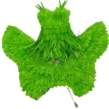 Imagem de Earthradius Women Sexy Strapless Feather costume Hot dance party underwear night show performance model catwalk suit (Green, L)