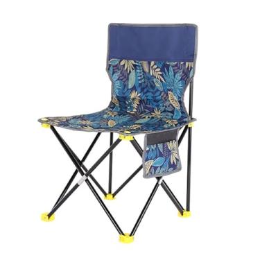 Imagem de Cadeira de acampamento dobrável leve e compactável com bolso lateral portátil resistente para uso interno almofadas antiderrapantes capacidade carga