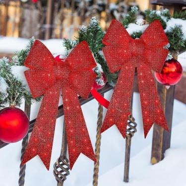 Imagem de JUSTPRO 61 cm 40 luzes LED vermelho brilhante decoração de Natal, decoração de árvore de Natal, luz de arco de guirlanda de 11 funções para decoração de Natal em ambientes internos e externos