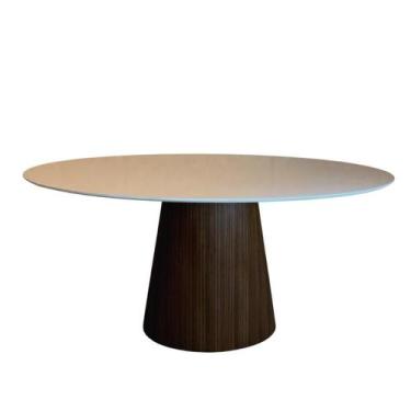 Imagem de Mesa de Jantar Cone Base Imbuia Rajado  Oval 160x90 cm Tampo Laca Bran