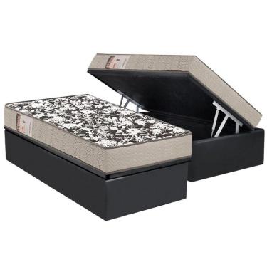 Imagem de Cama Box Baú Solteiro: Colchão Espuma Ortobom D26 Physical Ultra Resistente Resistente+ Base CRC Suede Gray(88x188)