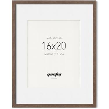 Imagem de Yaetm Porta-retrato 40,6 x 50,8 cm com tapete para 28 x 35 cm - Moldura de madeira de nogueira maciça 40,6 x 50,8 cm para pôster e impressão de arte, leve, horizontal e vertical para galeria de fotos