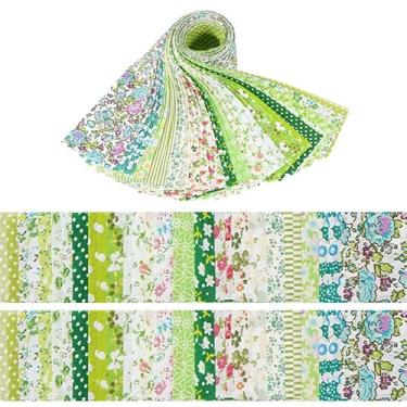 Imagem de 40 peças de tecido floral 100% algodão - para decorações DIY, costura, artesanato, colcha pré-cortada, tecido acolchoado (6,3 cm x 49,8 cm)