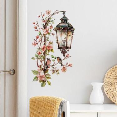 Imagem de Adesivos de parede Floral Lantern Street Lamp Bird PVC 35x59cm - yiwei