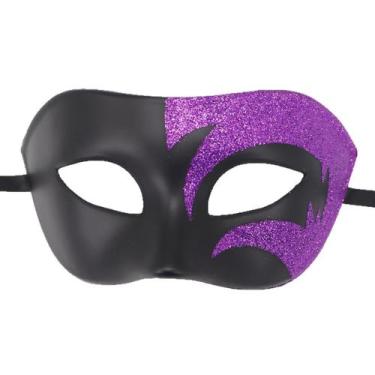 Imagem de Máscaras de máscaras em PVC com glitter preto e roxo, tamanho único - 