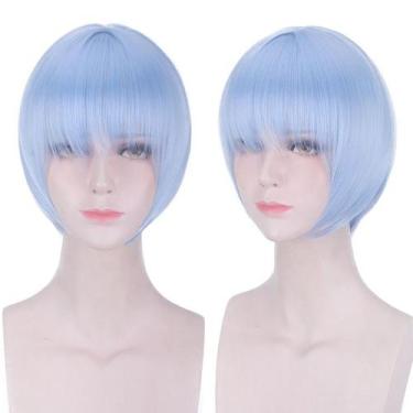 Imagem de Peruca de cosplay Anime Light Blue Bob Short com franja reta - yiweisa