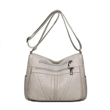 Imagem de Bolsa Messenger de couro macio para mulheres, ombro multicamada B - Yi