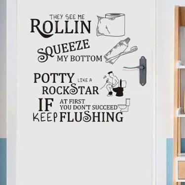 Imagem de Adesivos de parede Funny Bathroom Toilet Cite PVC - yiweisai