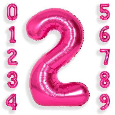 Imagem de Balões de alumínio Helium Number SUWEN 40 cm rosa choque grandes 2