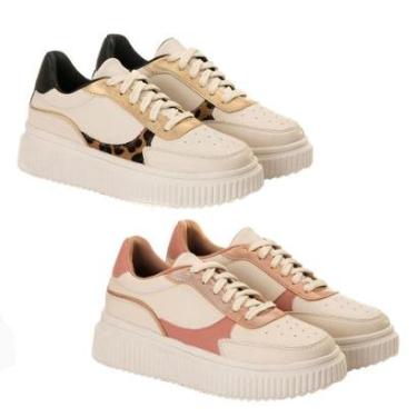 Imagem de Kit 2 Tenis Feminino Casual Feminino Creper Estilo Shoes Cor:;Tamanho:33;GÊNERO:Mulher-Feminino