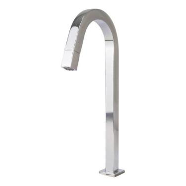 Imagem de Torneira Inox Banheiro Lavatório Curva Alta Água Fria 1/4 Volta Quadra