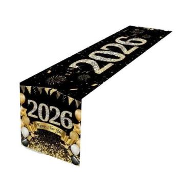 Imagem de Caminho De Mesa De Ano Novo Com Estampa De Fogos De Artifício E Champa