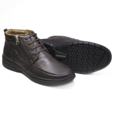 Imagem de Bota Masculina Com Ziper Couro Cafe Leveterapia, 40