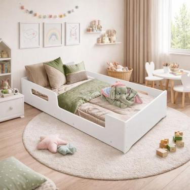 Imagem de Cama Montessoriana Solteiro Rainha 100% Mdf P/Colchão 188x88 - Branco 
