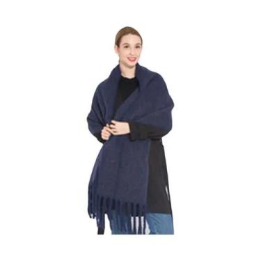 Imagem de Cachecol De Luxo Feminino Em Cashmere Com Design Xadrez Arco-Íris, Gro