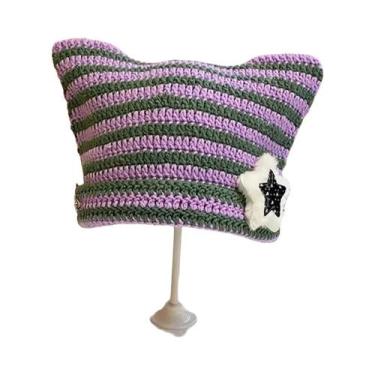Imagem de Gorro De Lã Tricotado Com Orelhas De Diabo Y2K Para Mulheres, Estilo H