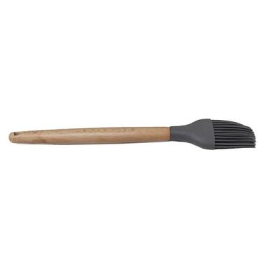 Imagem de Pincel Culinário de Silicone c/ Cabo Madeira 27,0cm Cinza - Mek