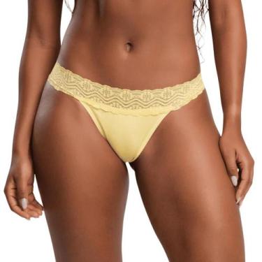 Imagem de Calcinha Fio Dental Viscose Com Renda - 1658 ESTILO, Amarelo, P