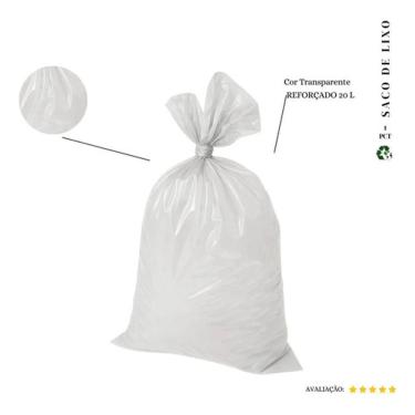 Imagem de Saco de Lixo Reforçado 20L Plástico Abertura Manual Transparente Pacote com 50 Unidades Higipack