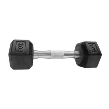 Imagem de Halter Sextavado Injetado com Pegada Cromada 3,0kg Ferro Fundido para Treino Anilhas Fitness