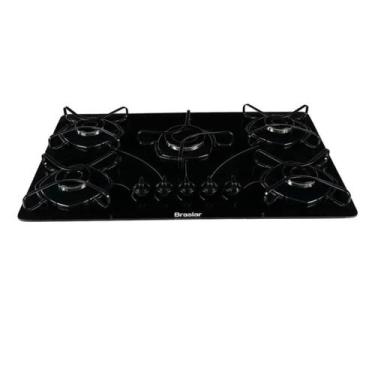 Imagem de Cooktop Braslar Pop 5 Bocas a Gás Mesa de Vidro Preto Acendimento Auto