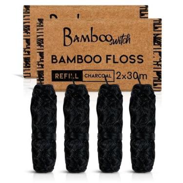 Imagem de Fio Dental de Bambu Bamboo Switch Carvão Menta Vegano 4 Carretéis