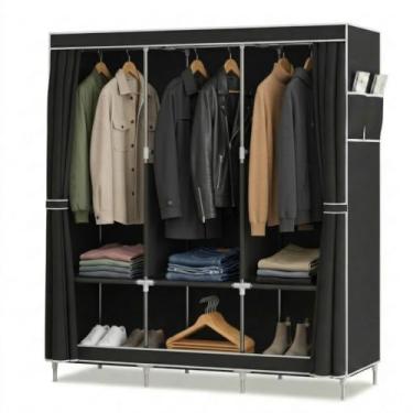 Imagem de Guarda Roupa Dobrável Armário Organizador de Roupas Camiseta Calça 3 Portas Multiuso