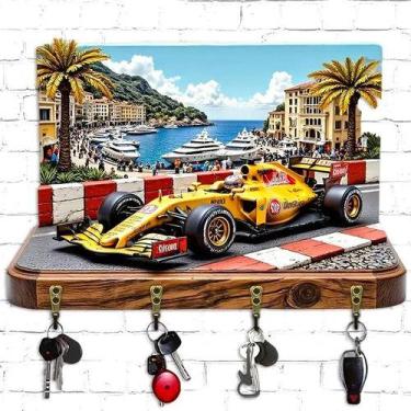 Imagem de USADO: Porta Chaves Carro De Formula 1 Monaco Racing Corrida Amarelo -