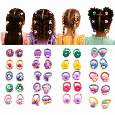Imagem de Kit 40 Xuxinhas Infantil elastico de cabelo Coloridas Com Pote Organiz