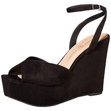 Imagem de Chinese Laundry Sandália feminina com tira no tornozelo, plataforma, Preto, 40