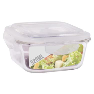 Imagem de Pote Vidro 520ML (Vai ao Forno, Microondas) Quad c/ Tampa