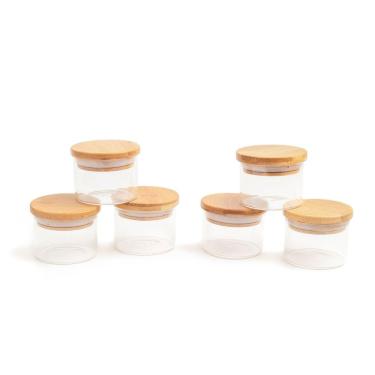 Imagem de Kit De 6 Potes De Mantimentos De 110Ml Com Tampa De Bambu - Oikos