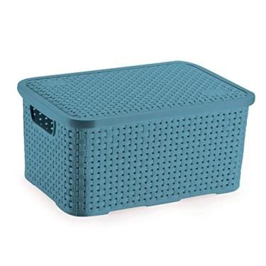 Imagem de CESTO ORGANIZADOR RATTAN MEDIO C/TAMPA VERDE