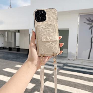 Imagem de Carteira de bolso de cartão crossbody para iPhone 11 12 13 14 Pro Max X XR XS Max 7 8 Plus Alça de Couro Capa Traseira, Branca, Para iPhone12 ProMax