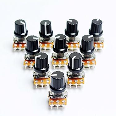 Imagem de Potenciômetro rotativo amigável para placa de ensaio 10K + botão 15 mm eixo para projeto Arduino DIY (pacote com 10)