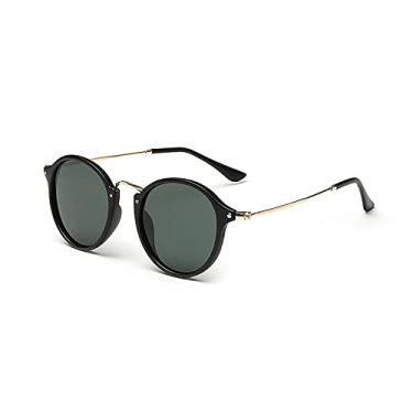 Imagem de Óculos de sol polarizados redondos fashion retrô masculino feminino designer revestimento óculos de sol espelhados gafas de sol uv400,4, tamanho único