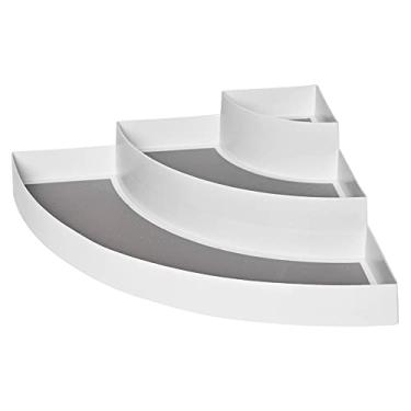 Imagem de Mimo Style Organizador de Temperos de Canto de 03 Níveis 36cm, Feito Inteiramente de Pástico Nas Cores Branco e Cinza. Organizador Para Armários Para Facilitar o Dia a Dia. Resistente e Durável